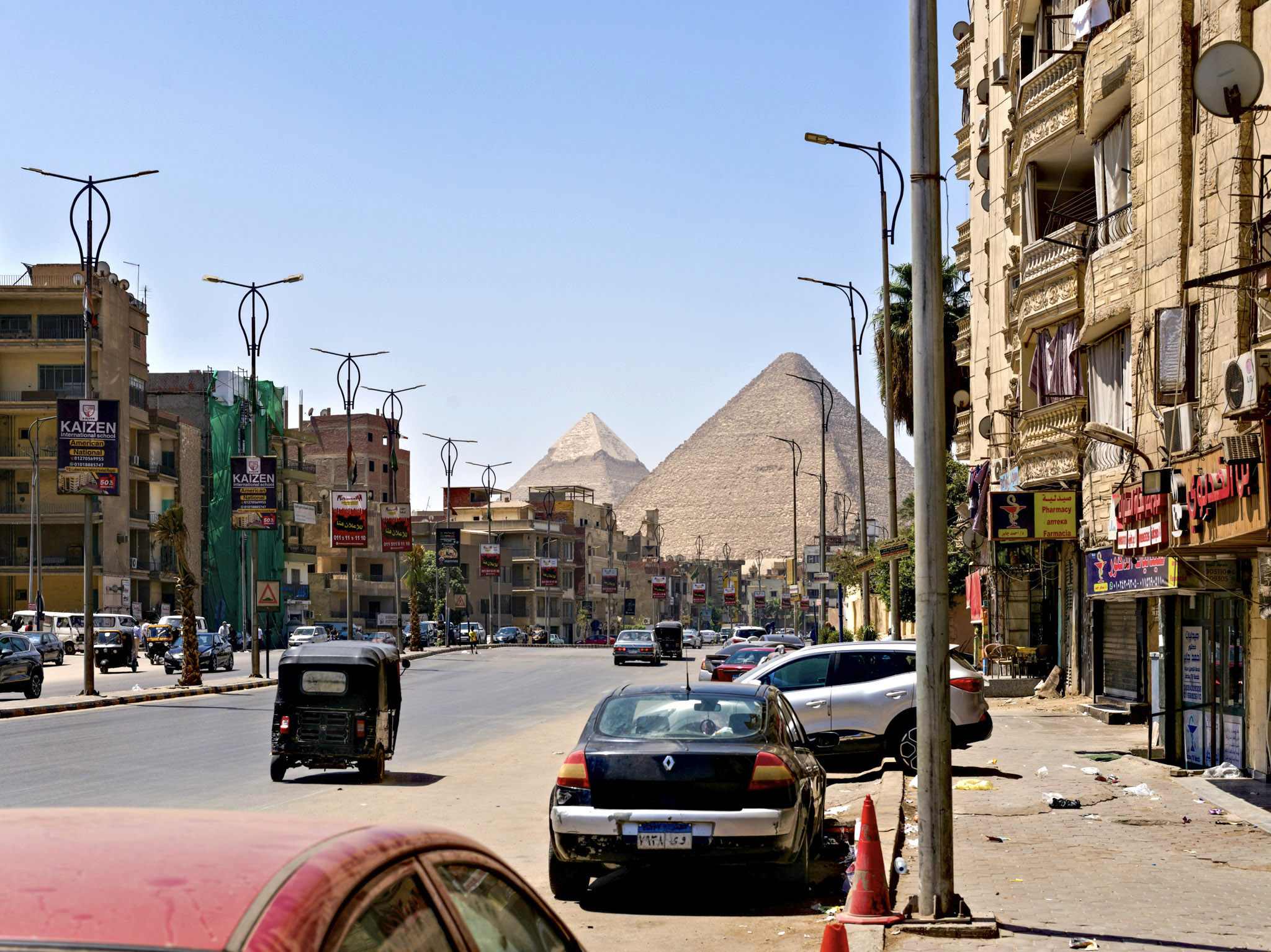 Egypt street driving pyramids road independent travel