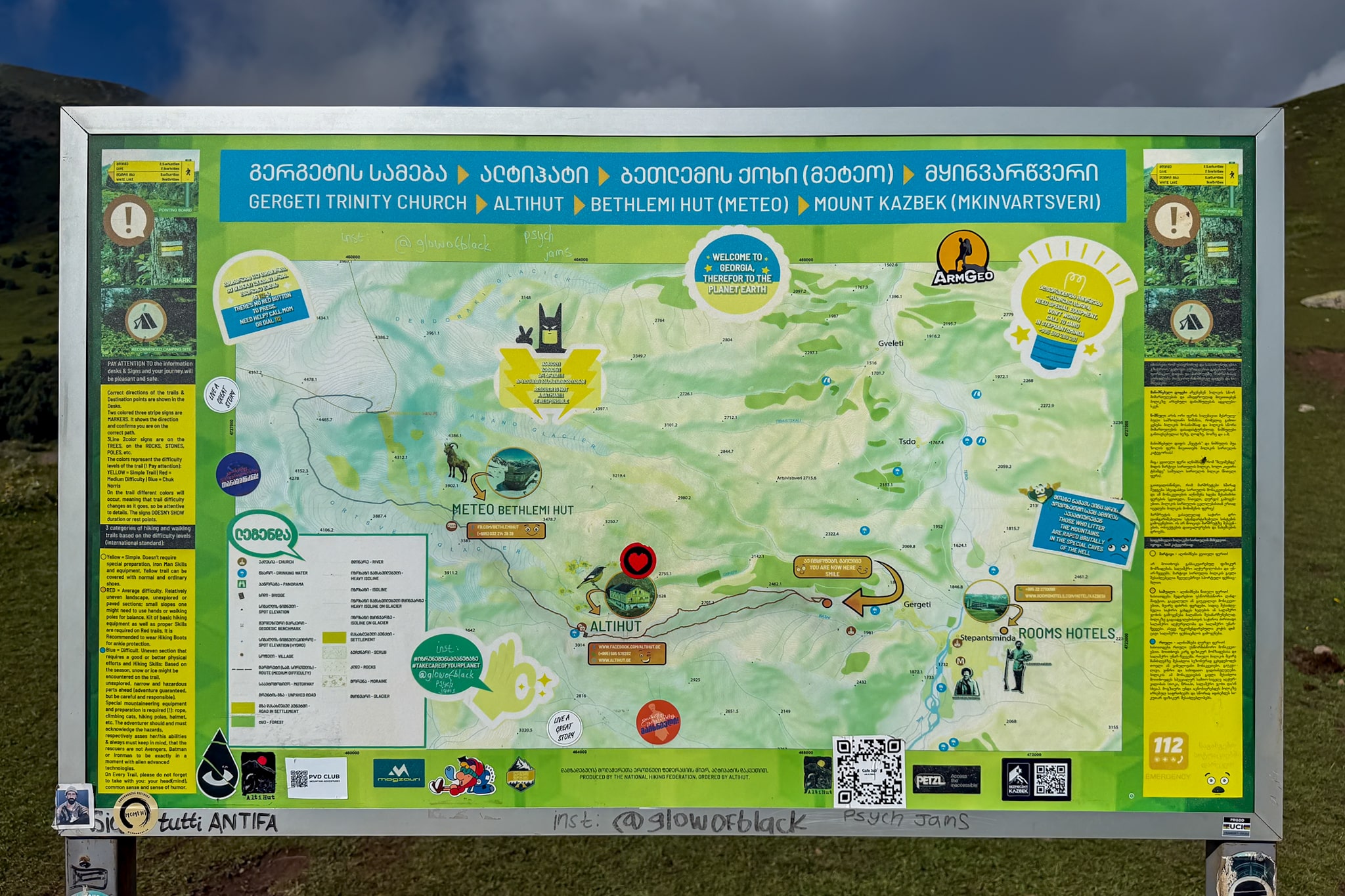 Gergeti Glacier Altihut Trail Map Mount Kazbek