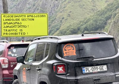 Juta Village Landslide Sign Park Roadblock