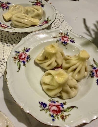 Khinkali dumplings at Stumari Restaurant
