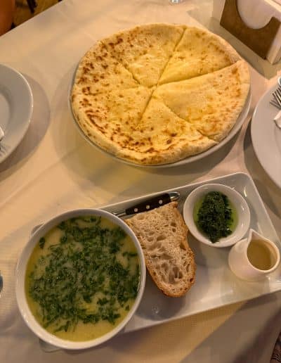 Lobiani and chikhirtma Ninia's Garden Georgian restaurant