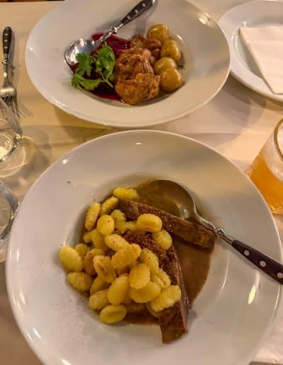 Pork belly and stroganoff Ninia's Garden Restaurant Tbilisi