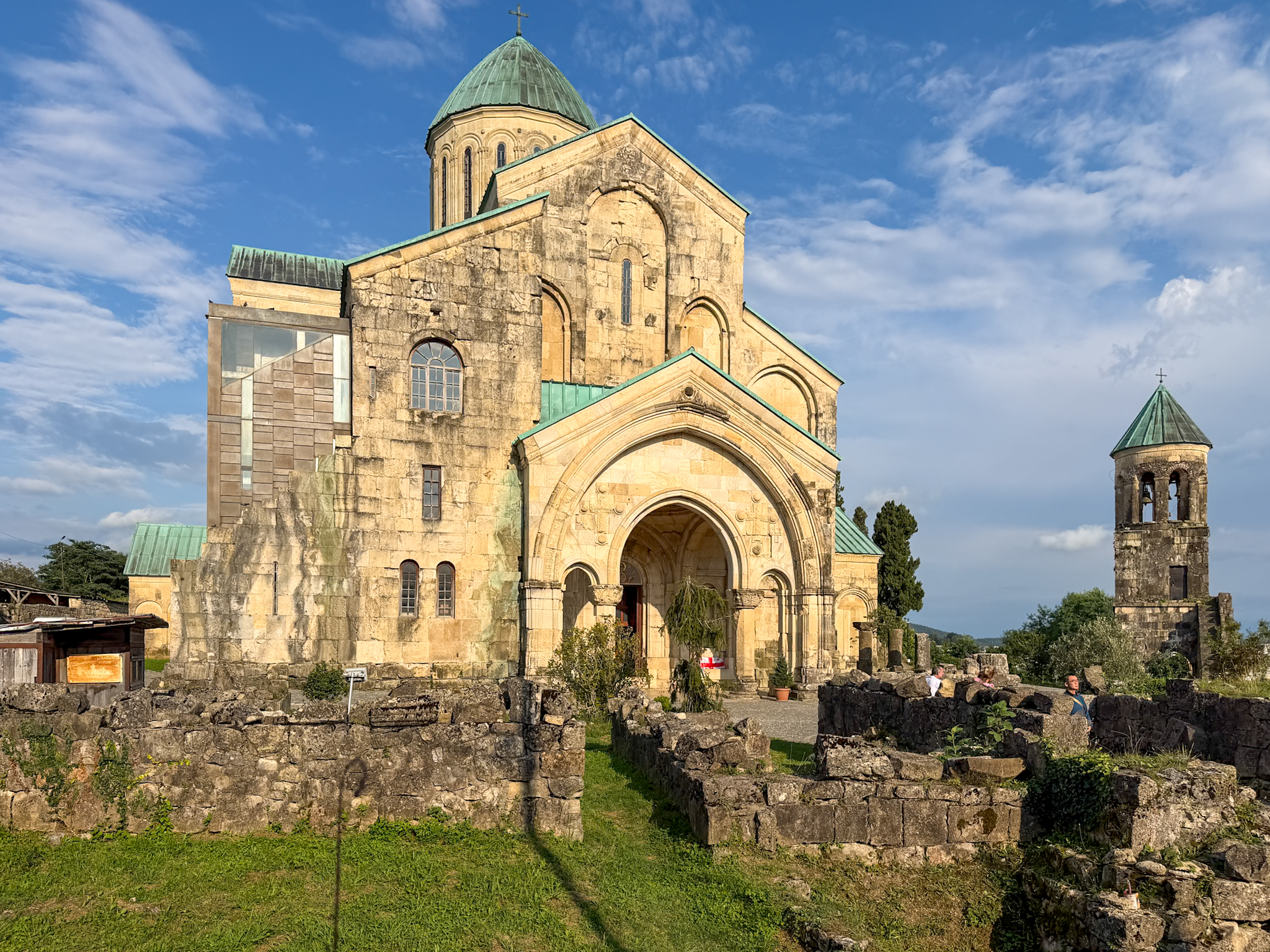 Bagrati Cathedral and its ruined bell tower on Ukimerioni Hill in Kutaisi, Georgia