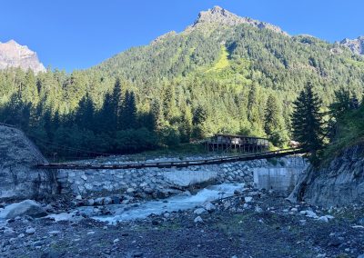 Suspension Bridge at Chalaadi Glacier Trailhead