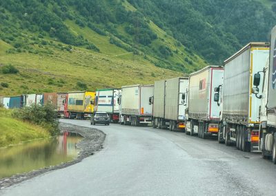 Kazbegi Trucks Lines on Military Road