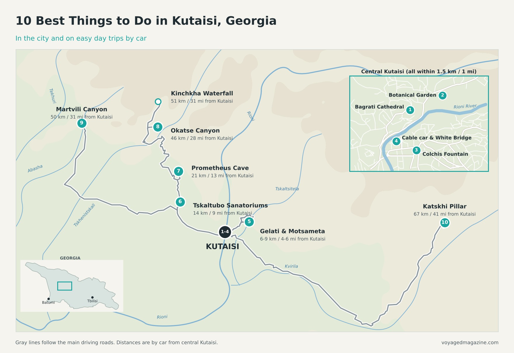 Kutaisi Things To Do Map Kutaisi Things To Do Map