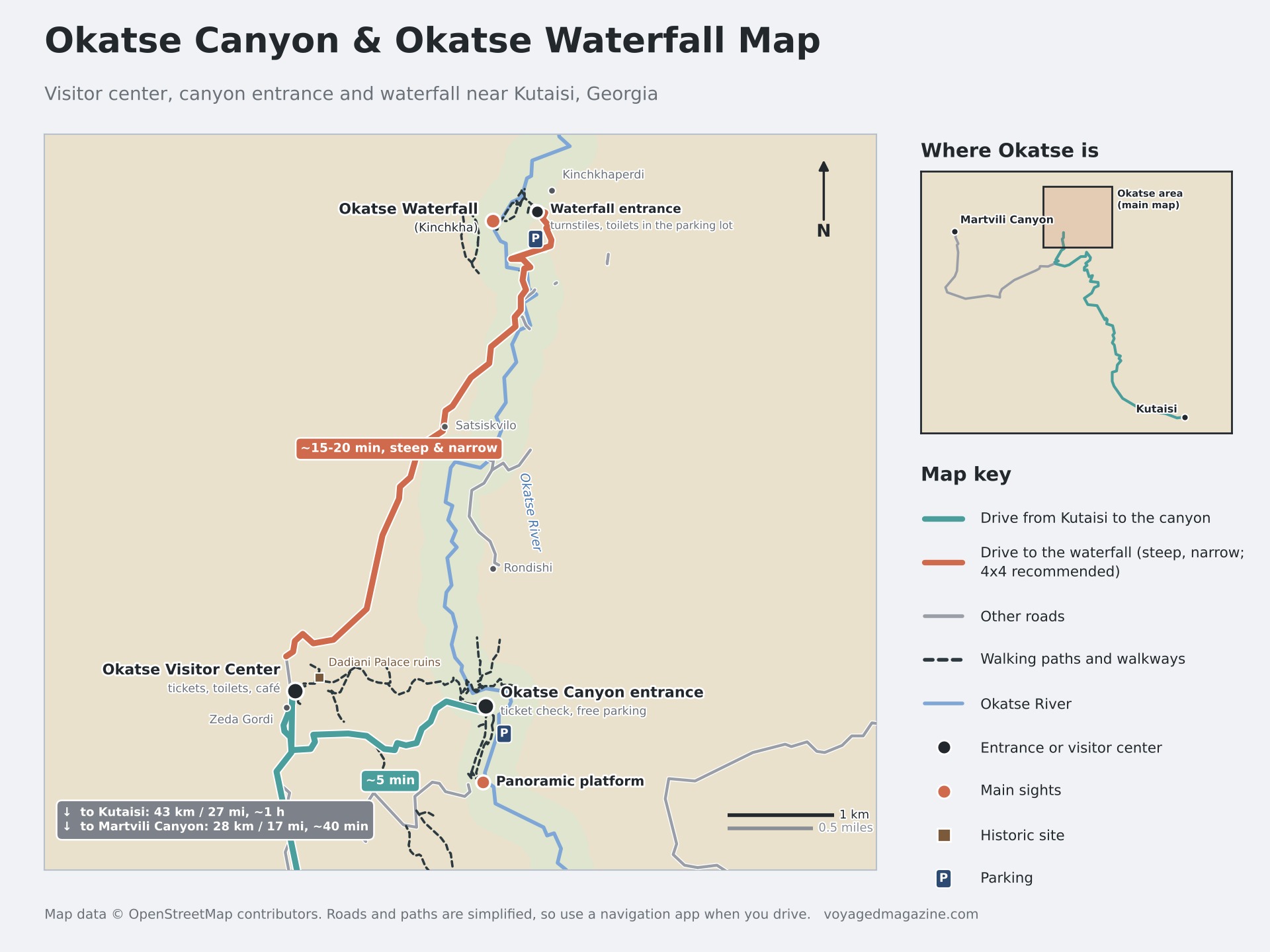 Okatse Canyon Waterfall Map Georgia Okatse Canyon Waterfall Map Georgia Kutaisi