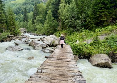 Wooden bridge for Shdugra Waterfall