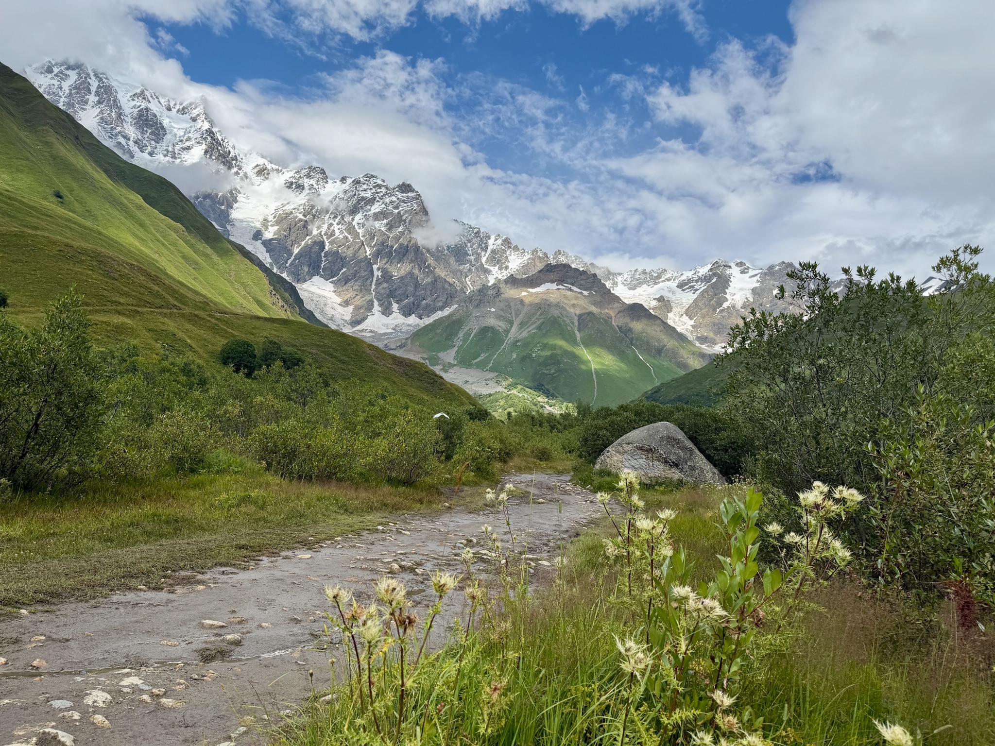 Hiking in Svaneti Mountains Glaciers Trail
