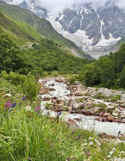 Riverside of Shkhara Glacier Hike