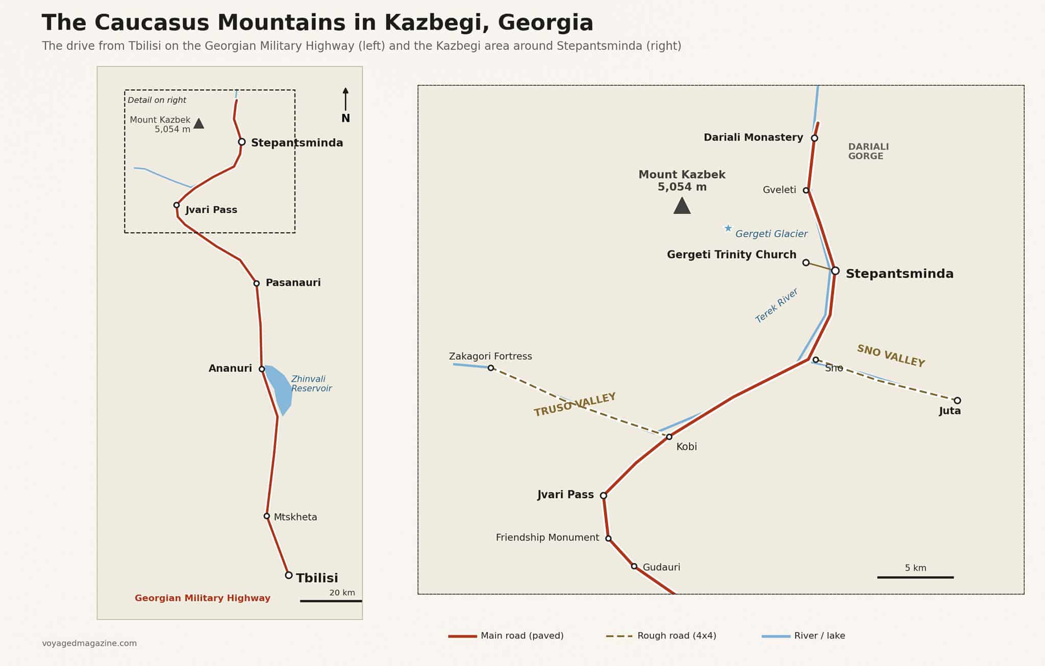 map of kazbegi mountains caucasus